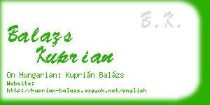 balazs kuprian business card